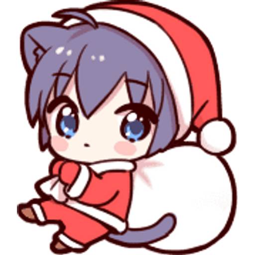 Набор стикеров 🎄Cat ear boy (Christmas)🎄byYessy для WhatsApp 12