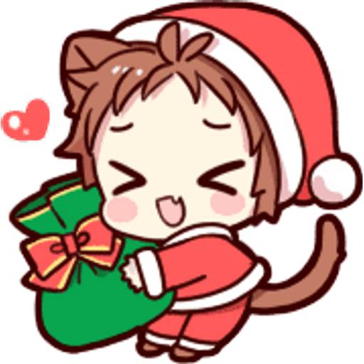 Набор стикеров 🎄Cat ear boy (Christmas)🎄byYessy для WhatsApp 13