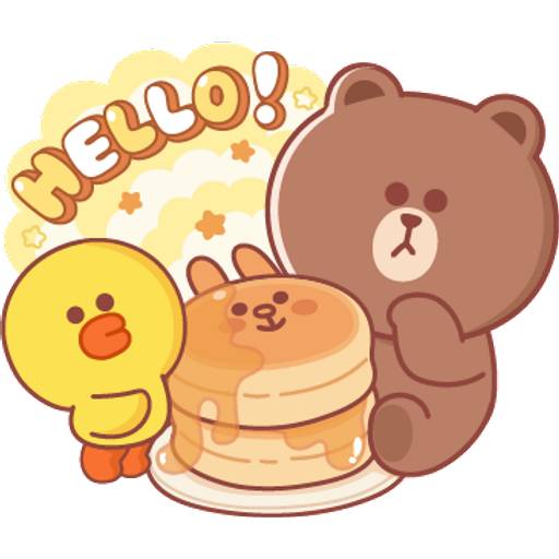 Набор стикеров BROWN & FRIENDS Pastel Food-ENG 1 для WhatsApp 1