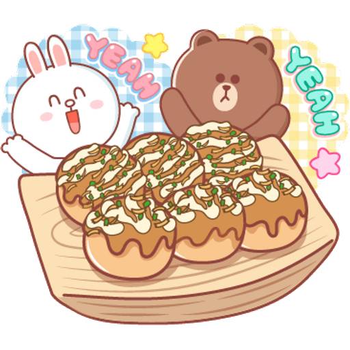 Набор стикеров BROWN & FRIENDS Pastel Food-ENG 2 для WhatsApp 14