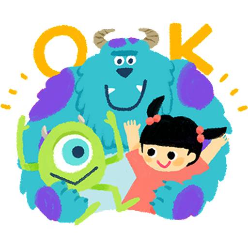 Набор стикеров 【英文】溫馨柔情♪怪獸電力公司 1 для WhatsApp 1