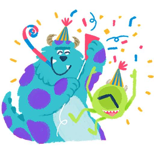 Набор стикеров 【英文】溫馨柔情♪怪獸電力公司 1 для WhatsApp 11