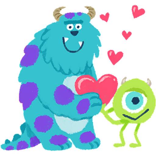 Набор стикеров 【英文】溫馨柔情♪怪獸電力公司 1 для WhatsApp 14