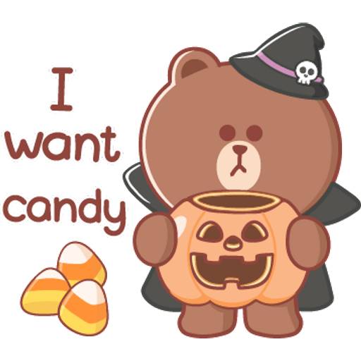 Набор стикеров BROWN & FRIENDS Halloween (English) 2 для WhatsApp 1