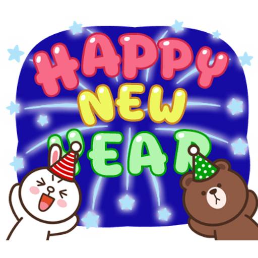 Набор стикеров BROWN & FRIENDS happy winter (EN) 1 для WhatsApp 2