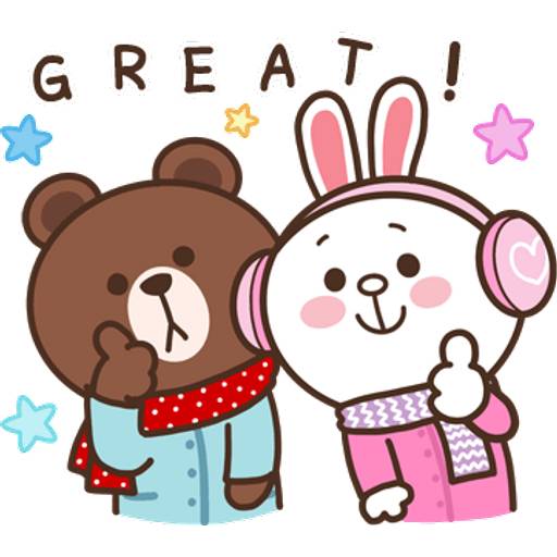 Набор стикеров BROWN & FRIENDS happy winter (EN) 2 для WhatsApp 16