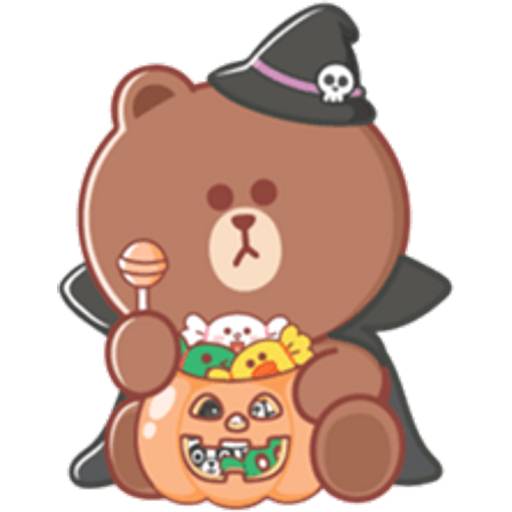 Набор стикеров BROWN HalloweenP.1 для WhatsApp 2