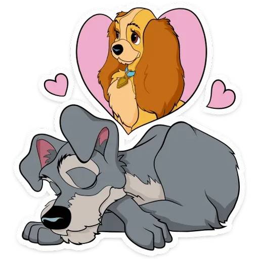 Набор стикеров Леди и Бродяга для WhatsApp 4