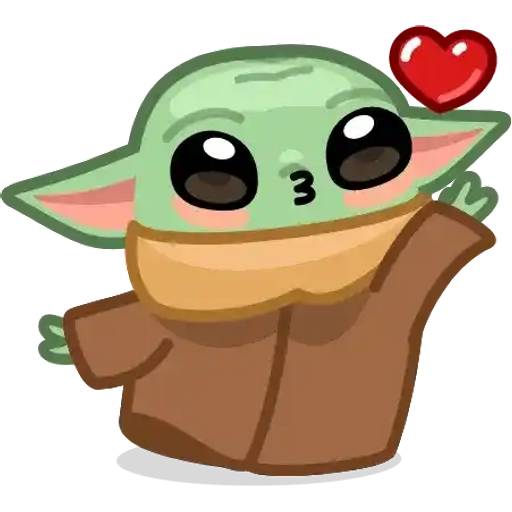 Набор стикеров Baby Yoda Cartoon для WhatsApp 19